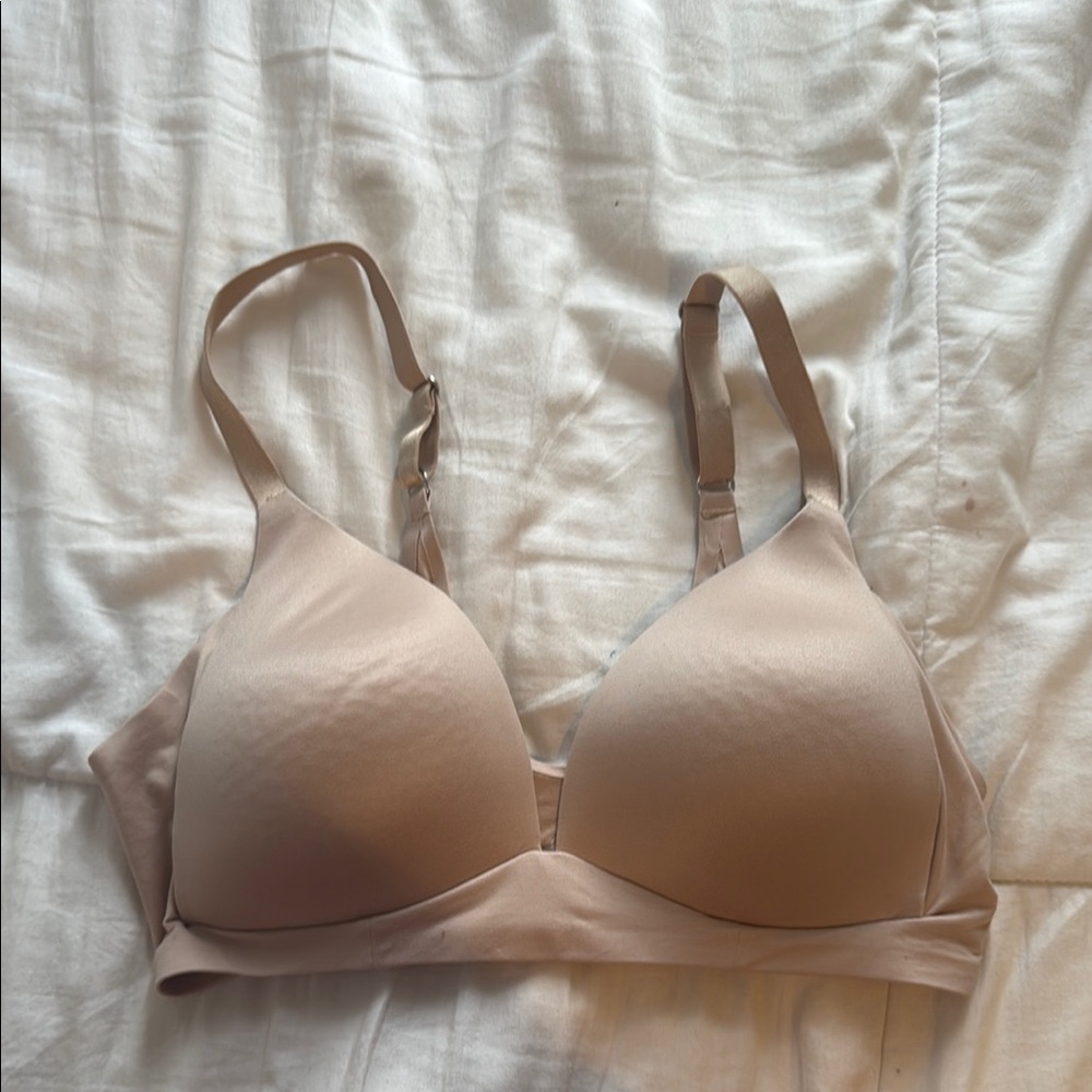 Aerie Tan T-Shirt Bra with Molded Cups and Adjustable Straps